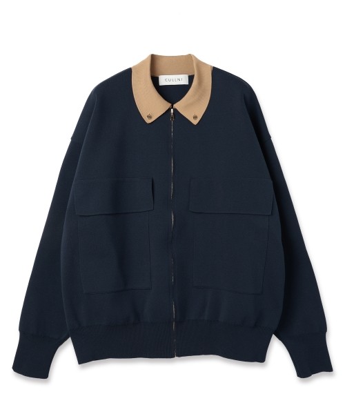 Big Pocket Zip Up Knit Jacket