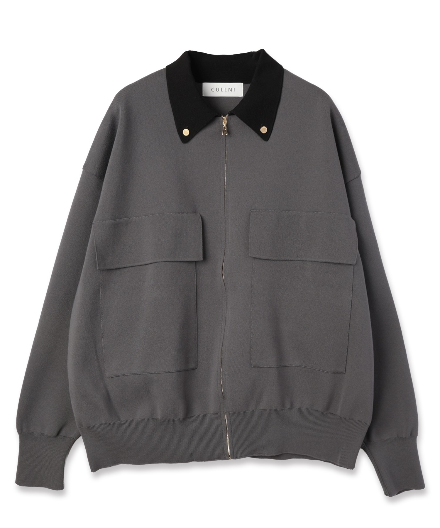 Big Pocket Zip Up Knit Jacket