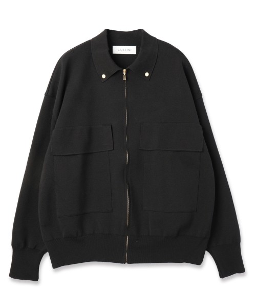 Big Pocket Zip Up Knit Jacket