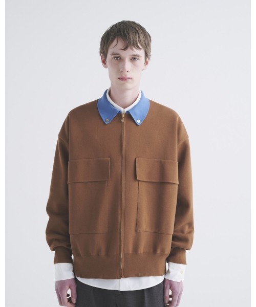 Big Pocket Zip Up Knit Jacket