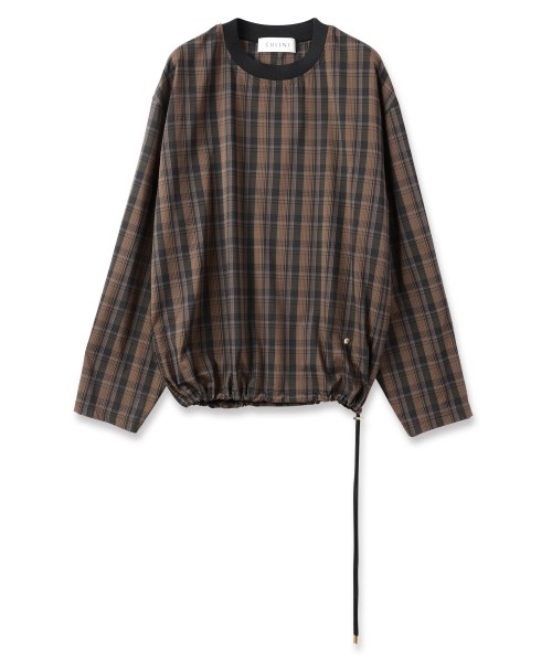 CULLNI ONLINE STORE / Sheer Check Cloth Drawstring Long