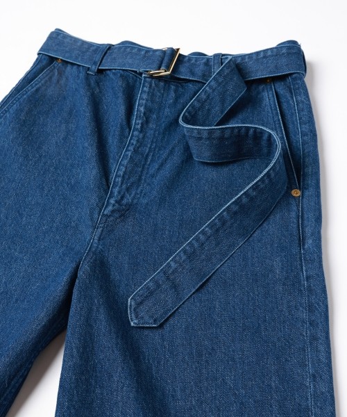 CULLNI ONLINE STORE / Hem Slit Wide Denim Pant with Long Belt