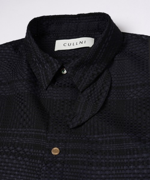 CULLNI ONLINE STORE / Sheer Tile Check Chin Tab Shirt
