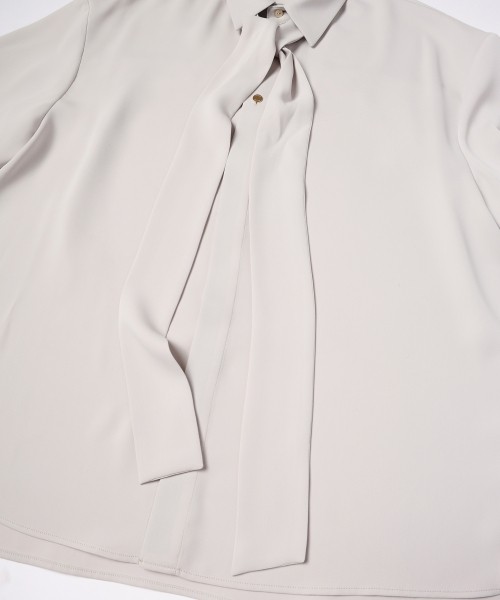 CULLNI ONLINE STORE / Double Satin Bow Tie Short Sleeve Shirt