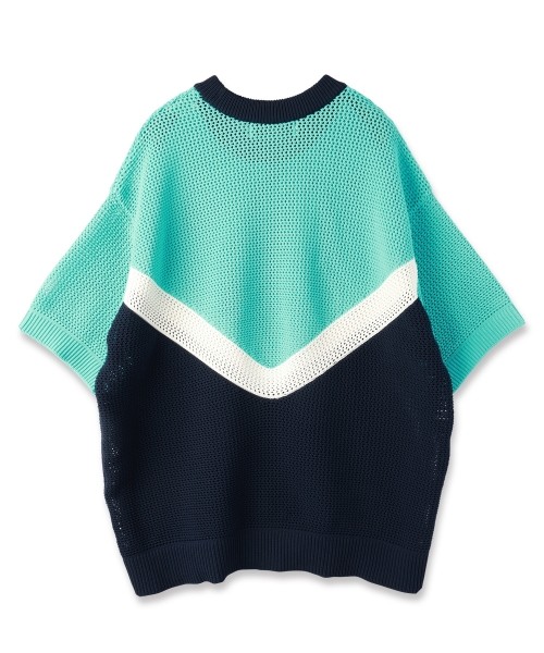 トップス cullni Bi Color Mesh Knit CULLNI ONLINE STORE / Bi Color Mesh Knit Short Sleeve Pullover