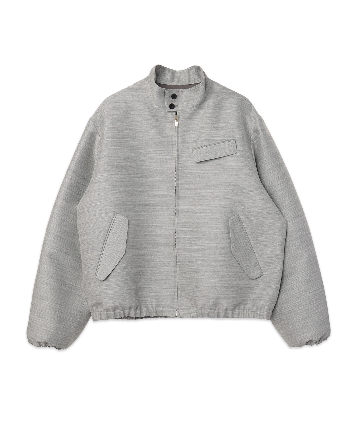 Silk Wool Twill Minimal Harrington Jacket