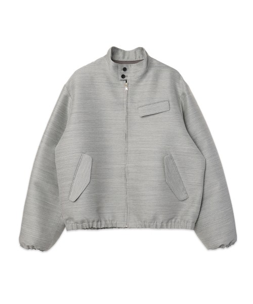 Silk Wool Twill Minimal Harrington Jacket