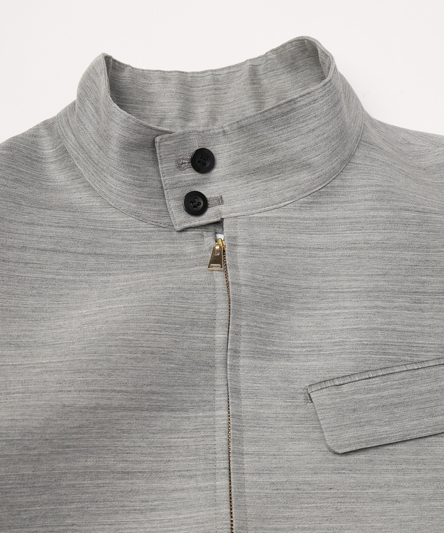 Silk Wool Twill Minimal Harrington Jacket