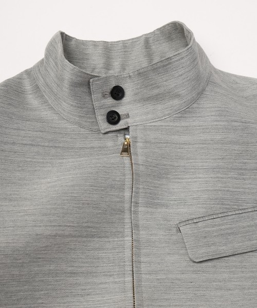 Silk Wool Twill Minimal Harrington Jacket