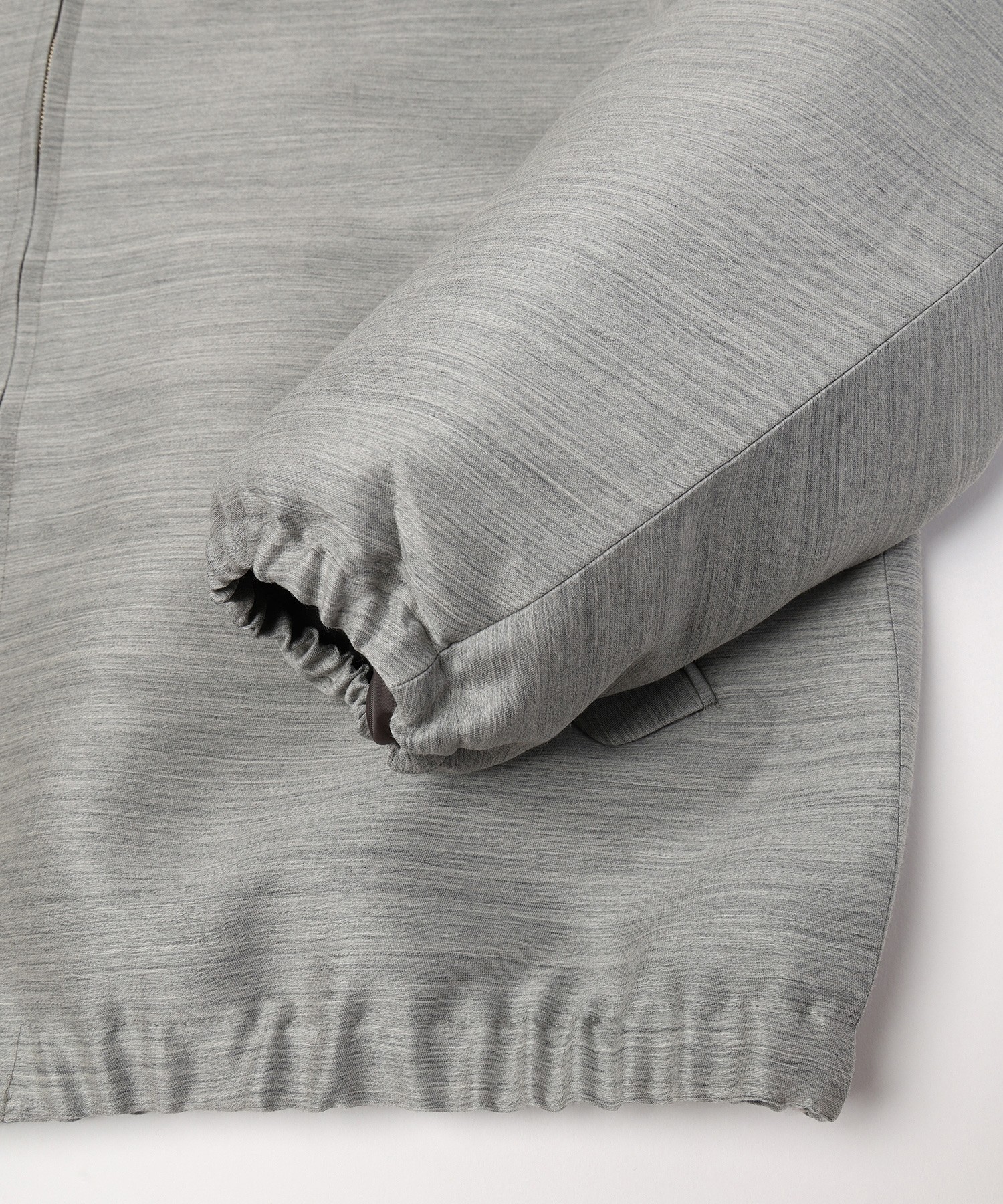Silk Wool Twill Minimal Harrington Jacket