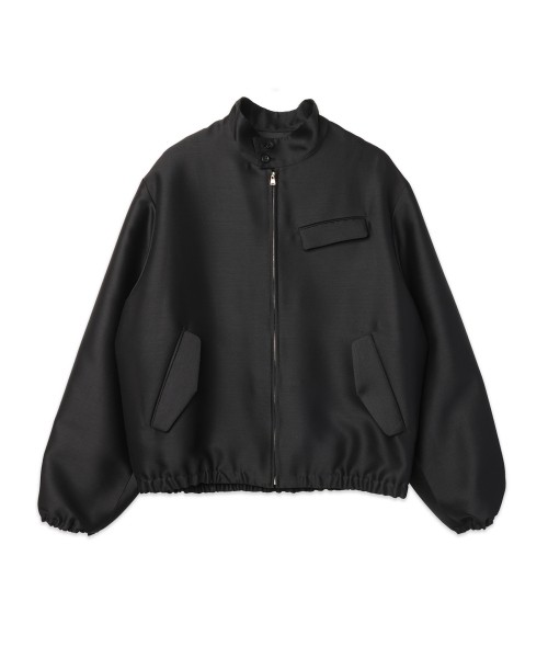 Silk Wool Twill Minimal Harrington Jacket
