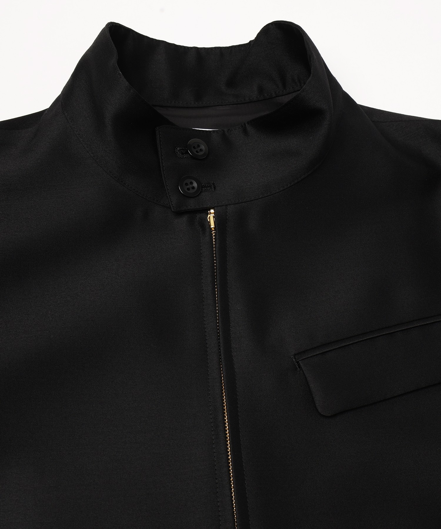 Silk Wool Twill Minimal Harrington Jacket