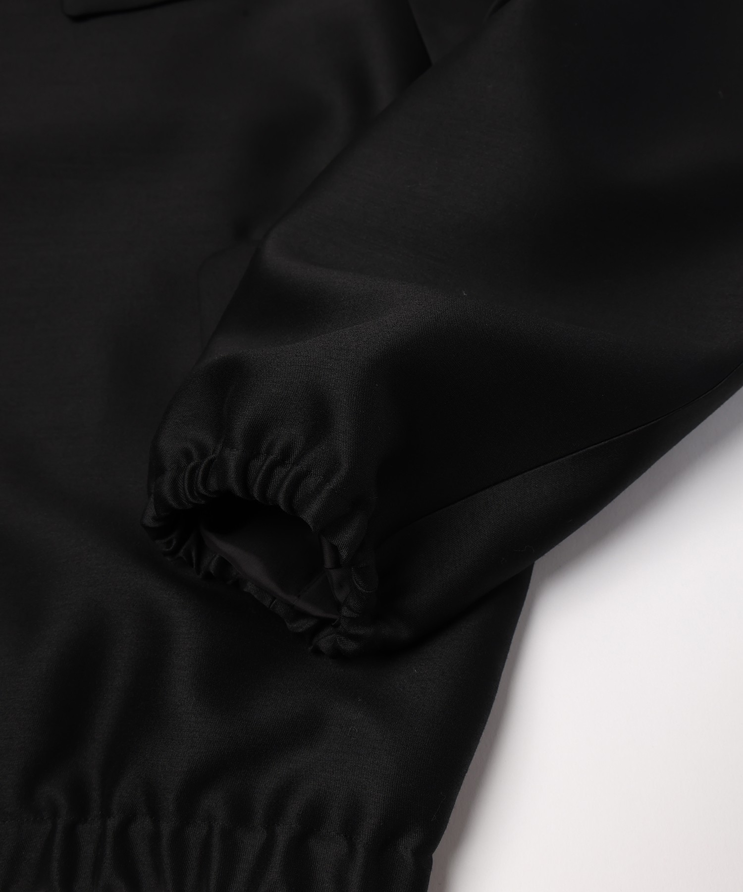 Silk Wool Twill Minimal Harrington Jacket