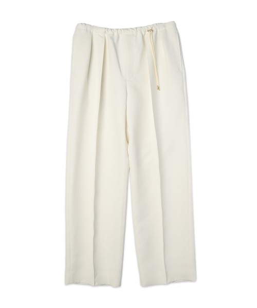 Structured Twill Double Cloth Pintuck 2Tuck Drawstring Wide Pants