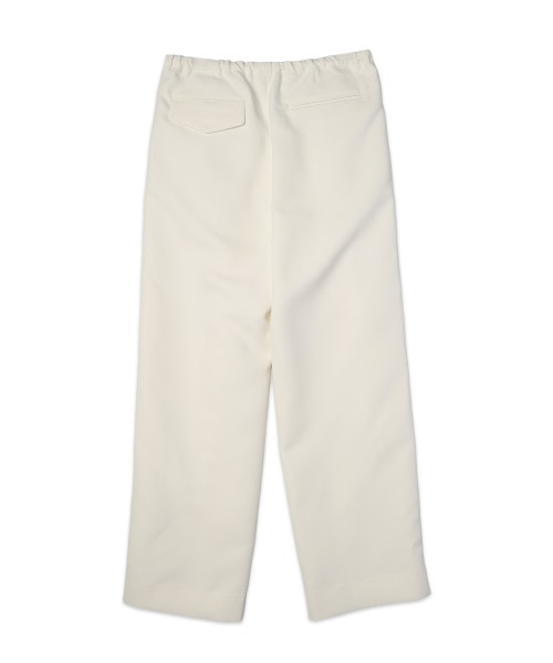Structured Twill Double Cloth Pintuck 2Tuck Drawstring Wide Pants