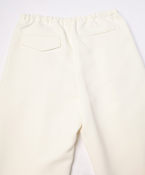 Structured Twill Double Cloth Pintuck 2Tuck Drawstring Wide Pants