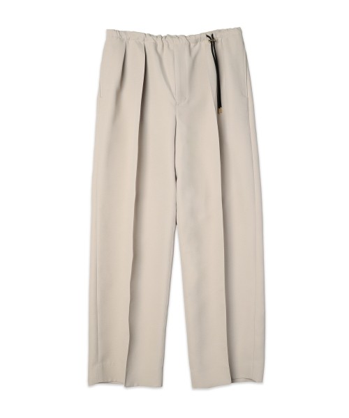 Structured Twill Double Cloth Pintuck 2Tuck Drawstring Wide Pants