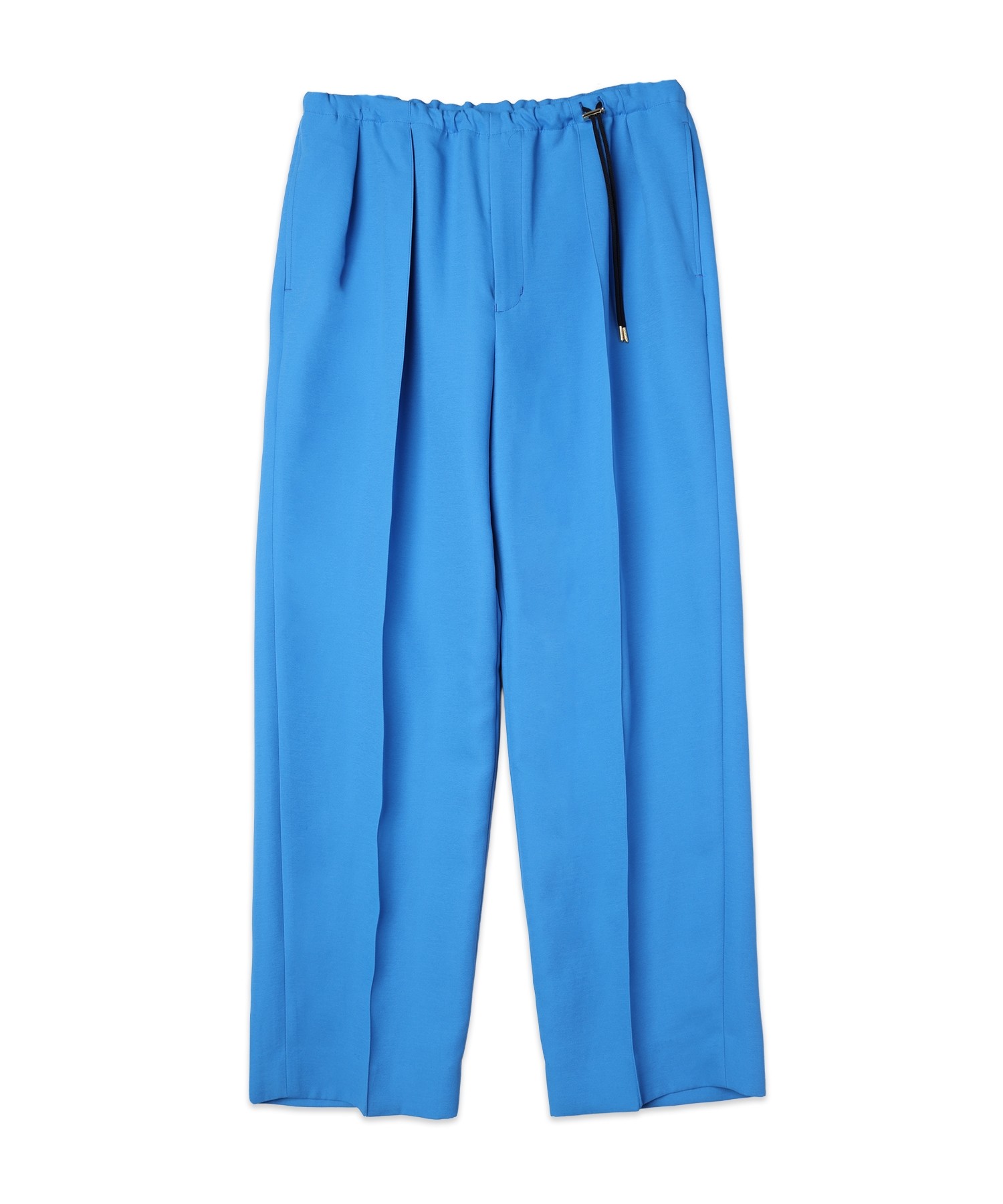 Structured Twill Double Cloth Pintuck 2Tuck Drawstring Wide Pants