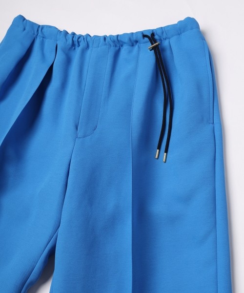Structured Twill Double Cloth Pintuck 2Tuck Drawstring Wide Pants