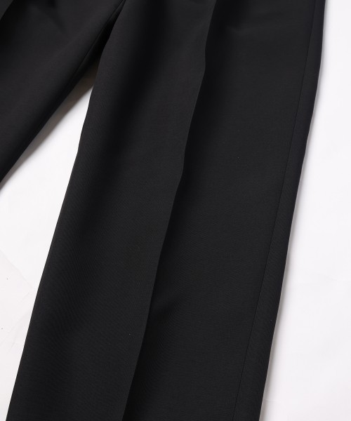 Structured Twill Double Cloth Pintuck 2Tuck Drawstring Wide Pants