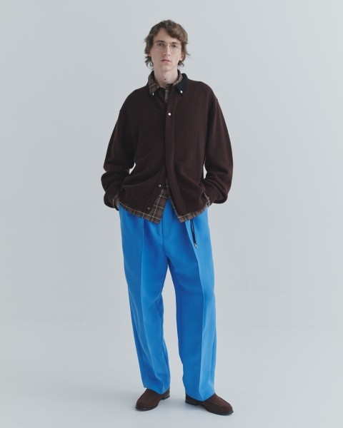 Structured Twill Double Cloth Pintuck 2Tuck Drawstring Wide Pants