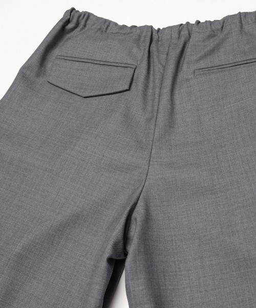 Super 120s Wool Twill Pintuck 2Tuck Drawstring Wide Pants
