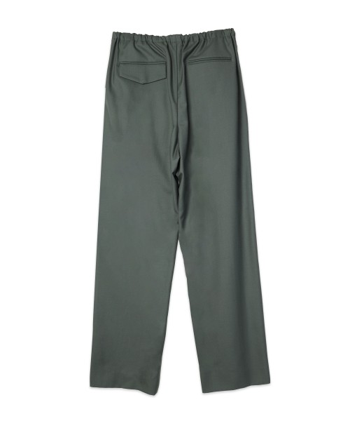 Super 120s Wool Twill Pintuck 2Tuck Drawstring Wide Pants