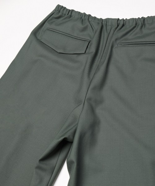 Super 120s Wool Twill Pintuck 2Tuck Drawstring Wide Pants