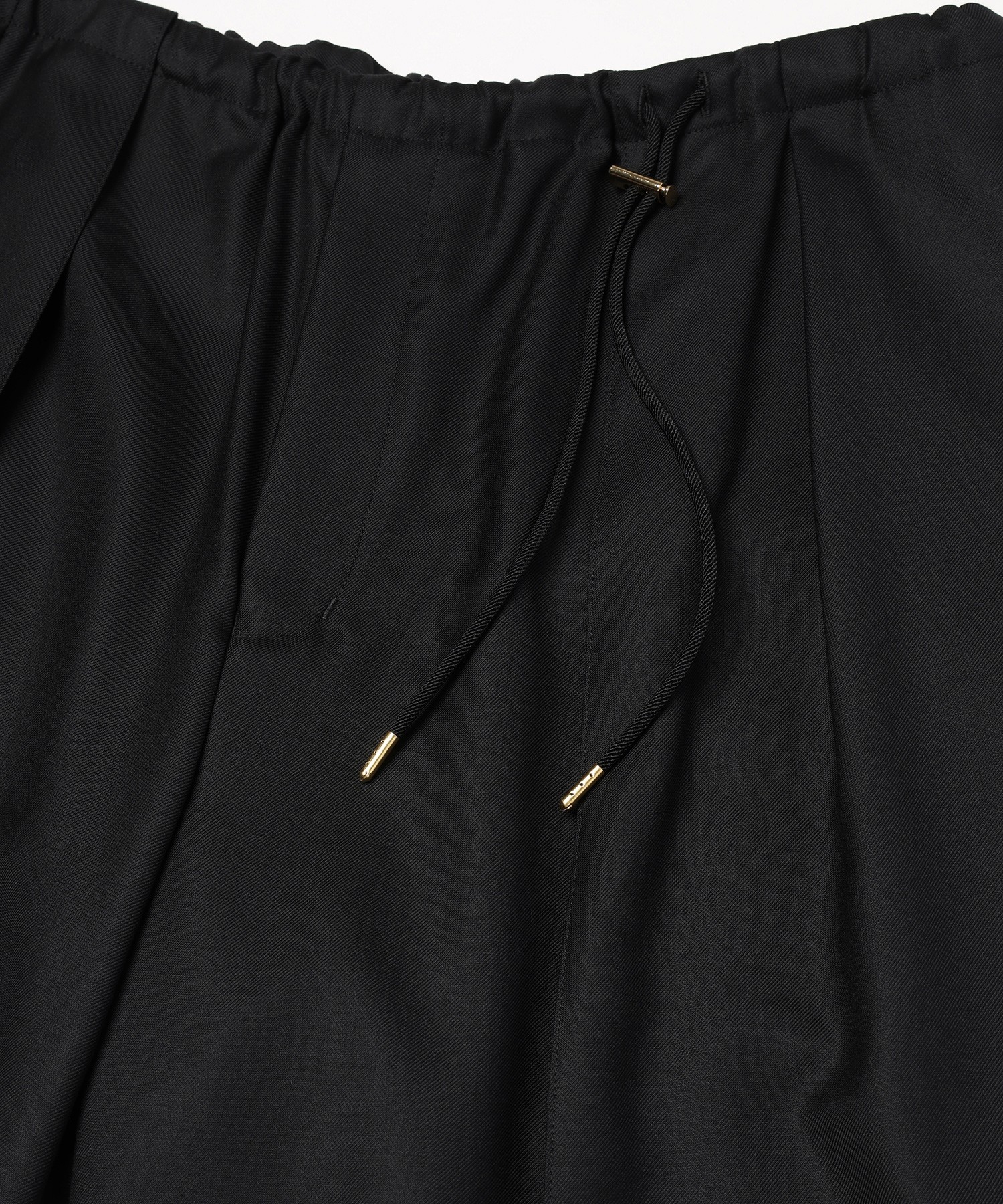Super 120s Wool Twill Pintuck 2Tuck Drawstring Wide Pants