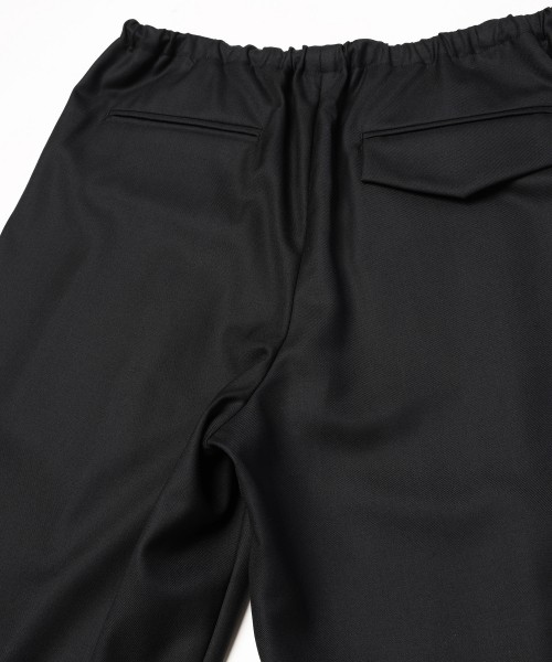 Super 120s Wool Twill Pintuck 2Tuck Drawstring Wide Pants