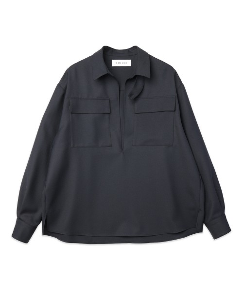 Dry Gabardine Skipper Collar Long Sleeve Shirt