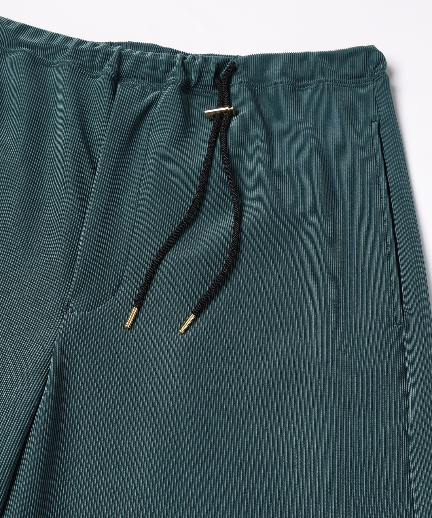 Stretch Fiber Cord Pique Drawstring Wide Pants