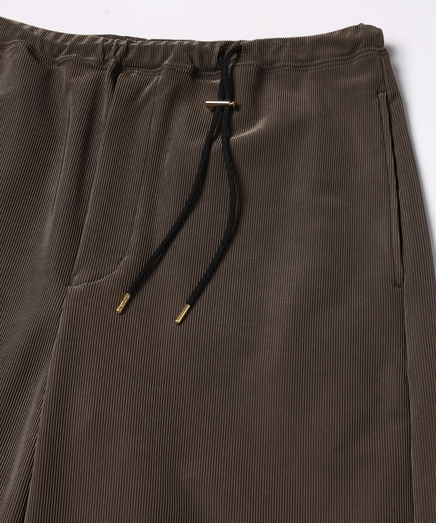 Stretch Fiber Cord Pique Drawstring Wide Pants