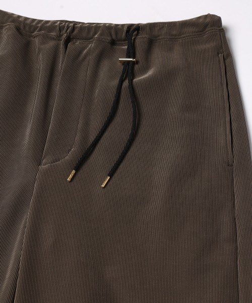 Stretch Fiber Cord Pique Drawstring Wide Pants