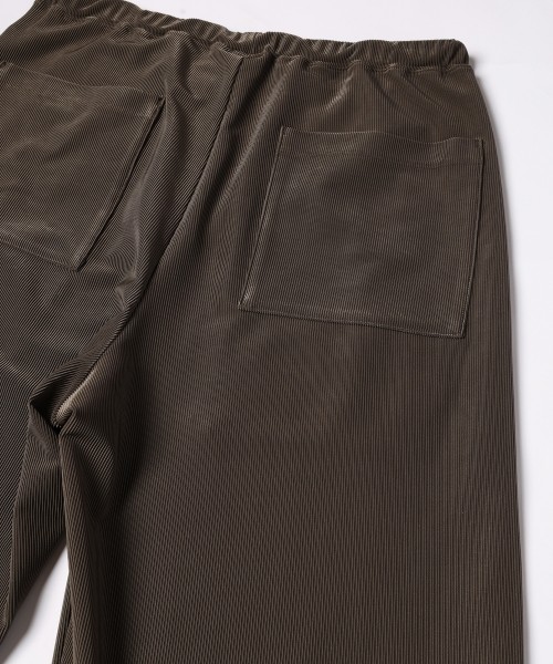 Stretch Fiber Cord Pique Drawstring Wide Pants