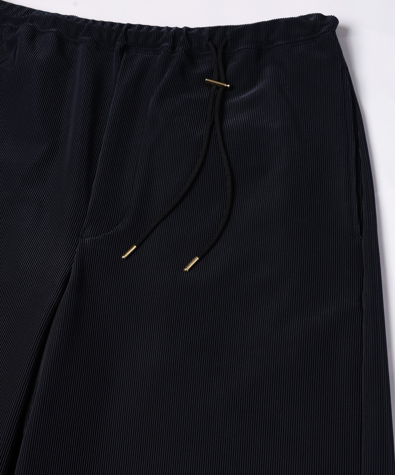 Stretch Fiber Cord Pique Drawstring Wide Pants