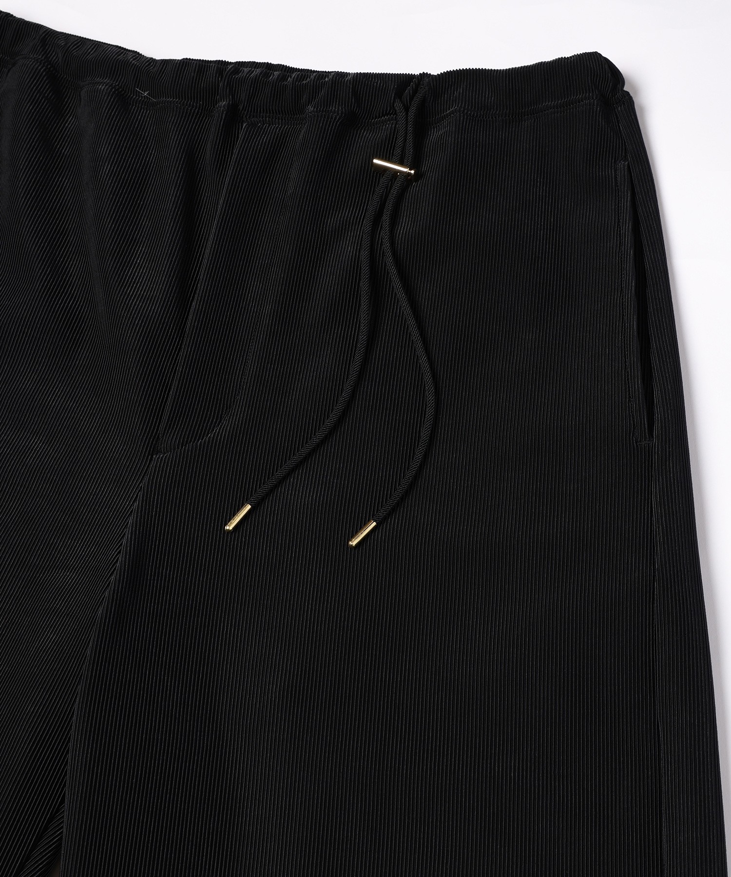Stretch Fiber Cord Pique Drawstring Wide Pants