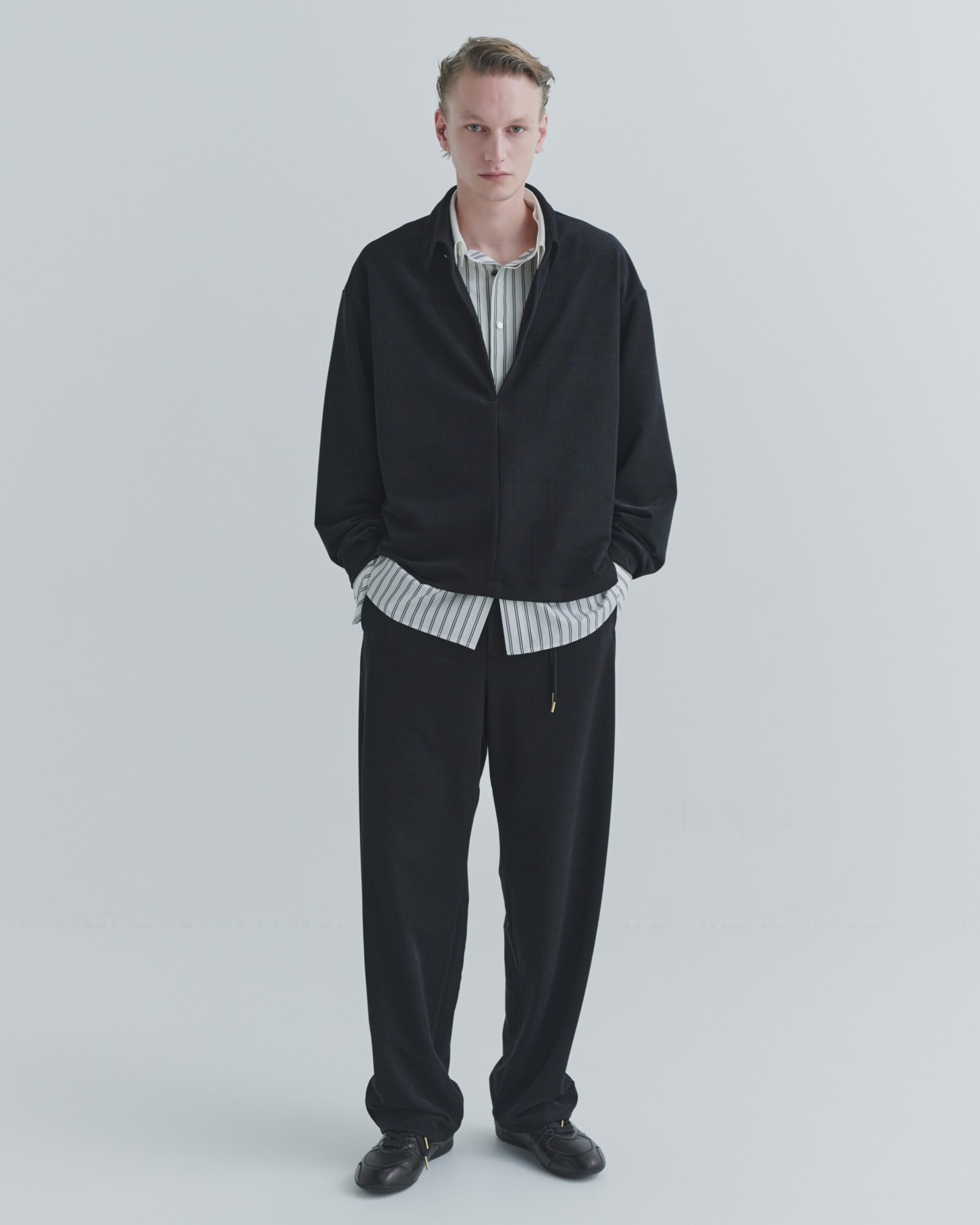 Stretch Fiber Cord Pique Drawstring Wide Pants
