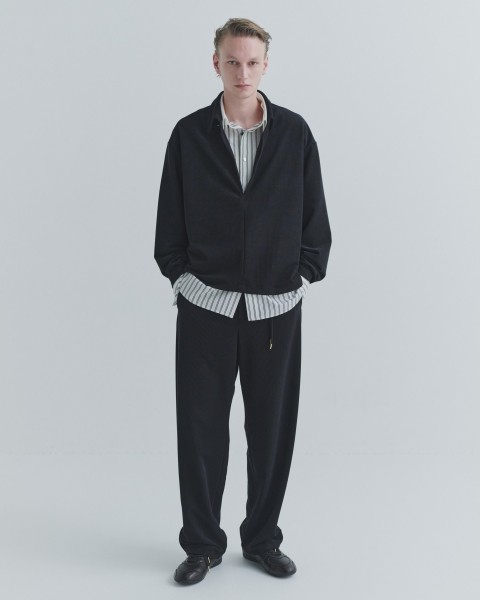 Stretch Fiber Cord Pique Drawstring Wide Pants