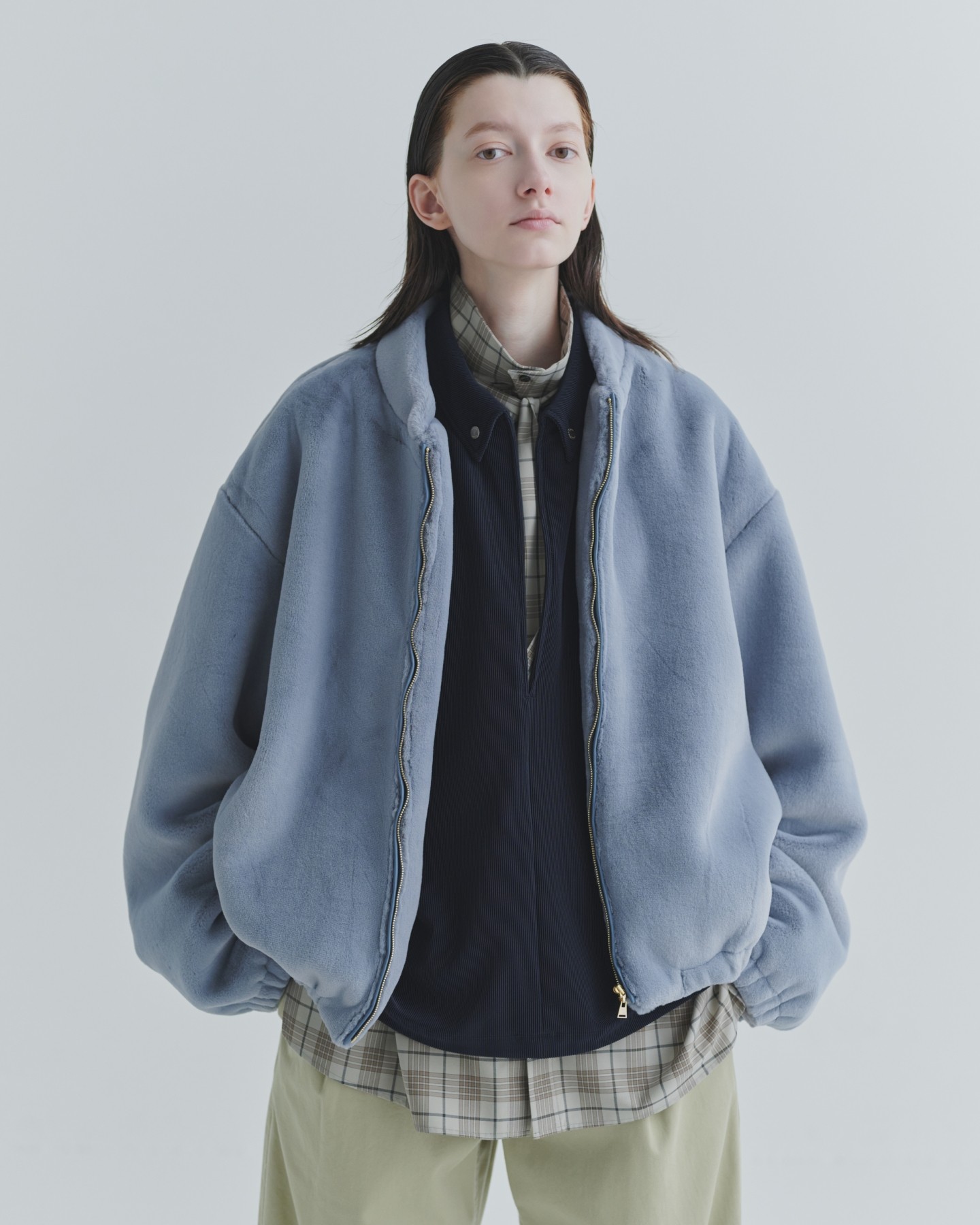 Clean Eco Fur Zip Up Minimal MA-1 Blouson