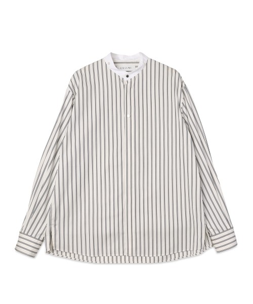 Stripe Broad Detachable Collar Shirt