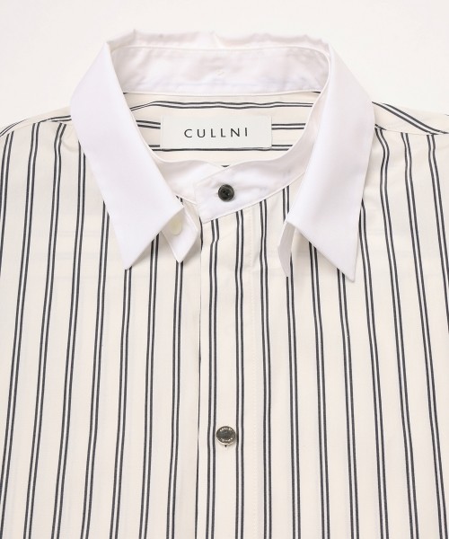 Stripe Broad Detachable Collar Shirt