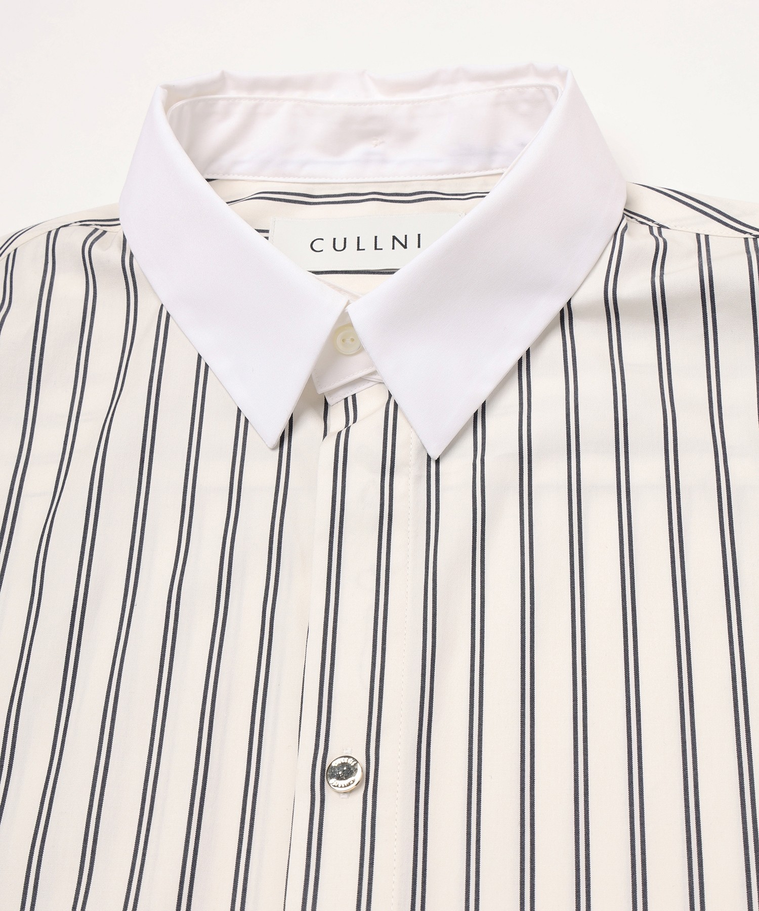 Stripe Broad Detachable Collar Shirt