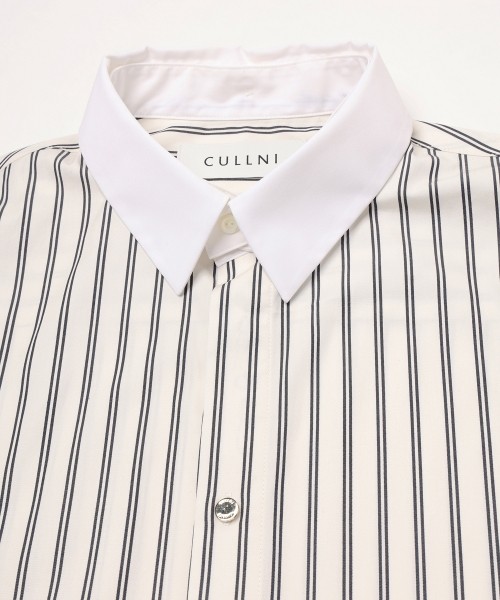 Stripe Broad Detachable Collar Shirt