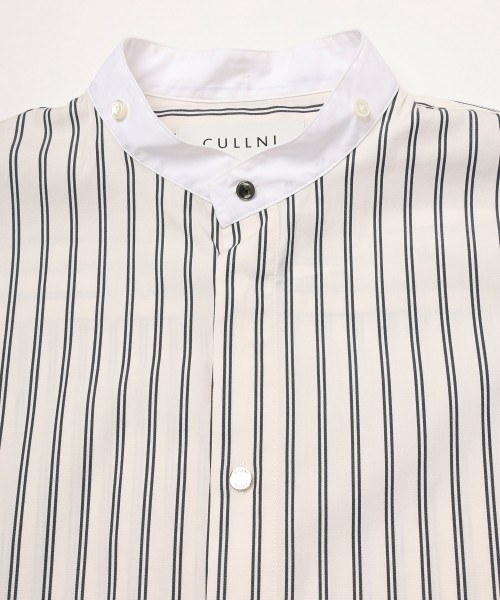 Stripe Broad Detachable Collar Shirt