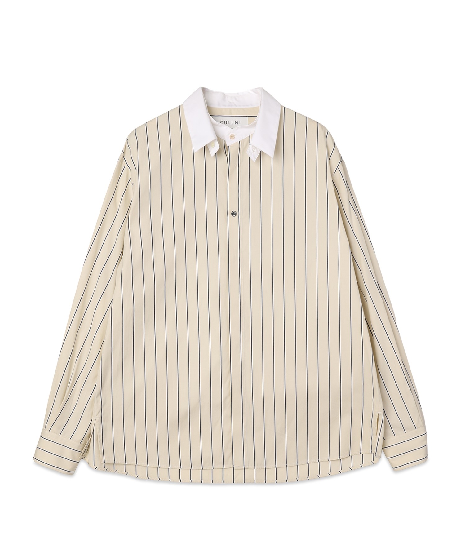 Stripe Broad Detachable Collar Shirt