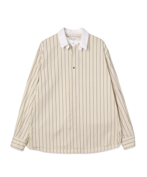Stripe Broad Detachable Collar Shirt