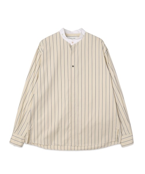 Stripe Broad Detachable Collar Shirt