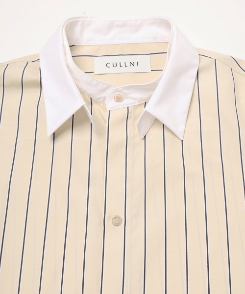 Stripe Broad Detachable Collar Shirt