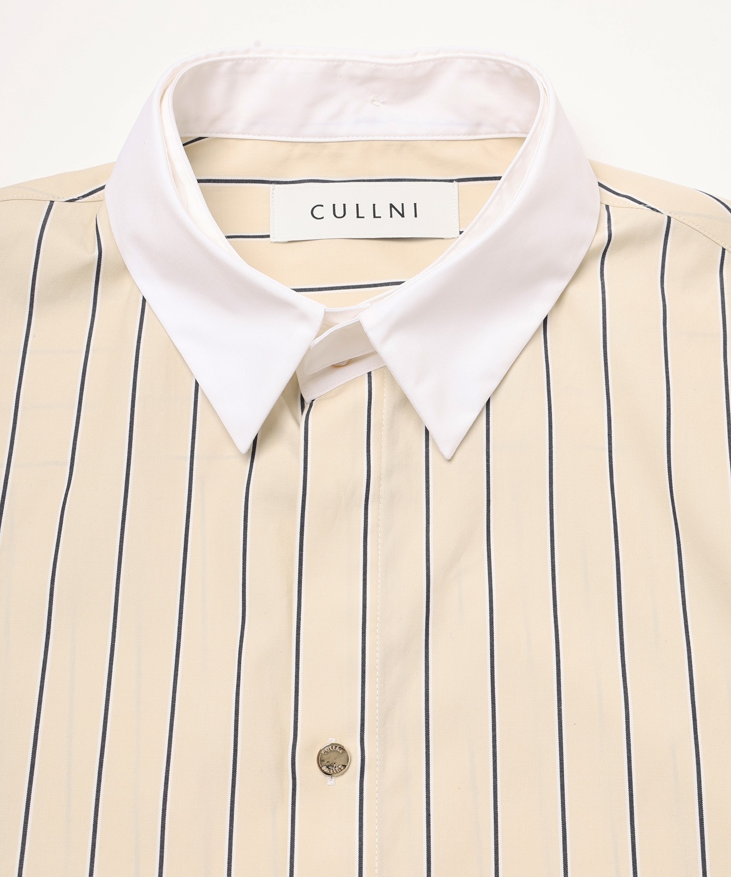 Stripe Broad Detachable Collar Shirt